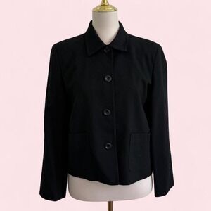 Talbots 100% Wool Black Cropped Jacket — Size 10